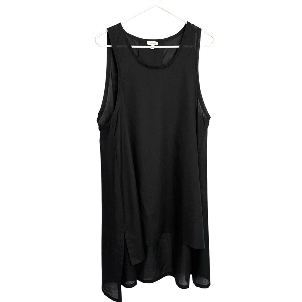 Cuyana Hi Low Tunic Dress Size M/L Black Sleeveless Lightweight Minimalist